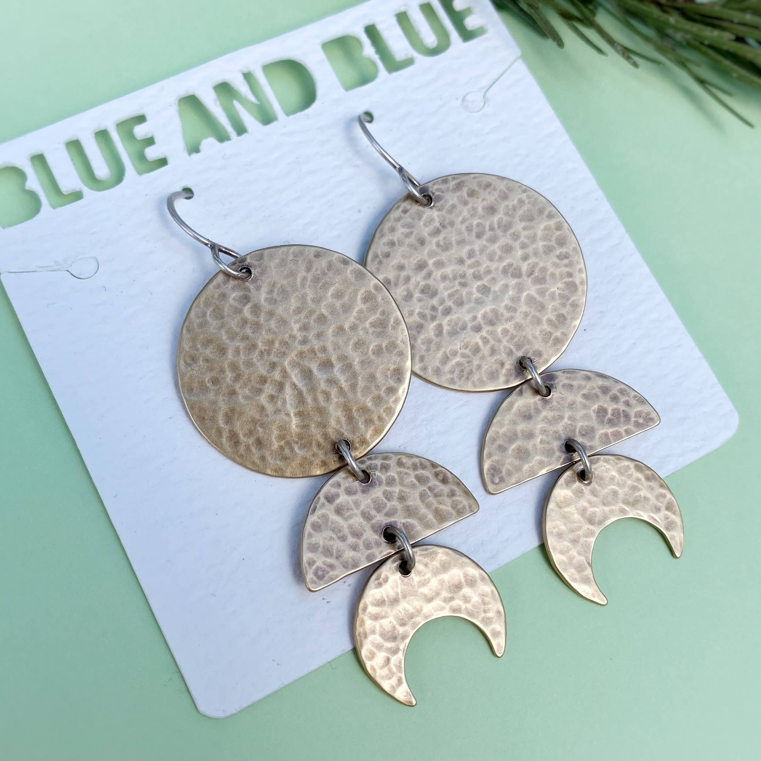 Blue and Blue - Wholesale Dangle Earrings - Moon Phase Earrings4