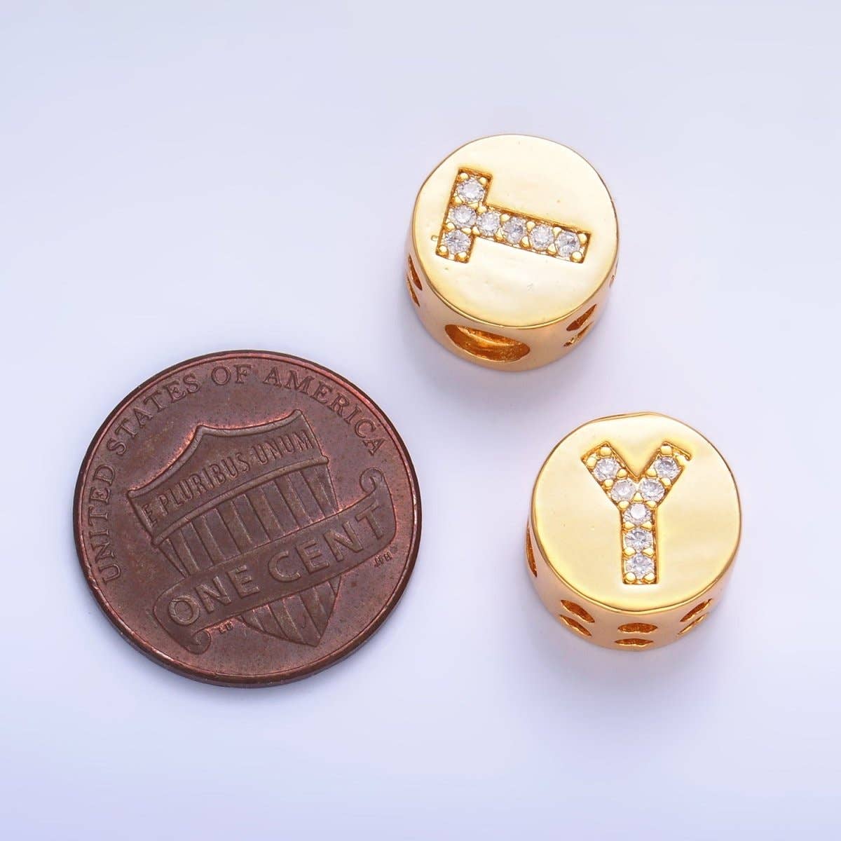 Aim Eternal - Wholesale Beads - 24K Gold Filled Alphabet Letter Micro Paved CZ Round Bead | A1526 - A153826