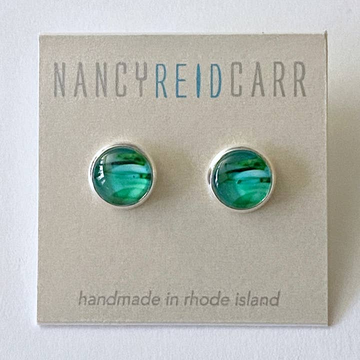 Abstract Earrings Post - Green for wholesale by Nancy Reid Carr