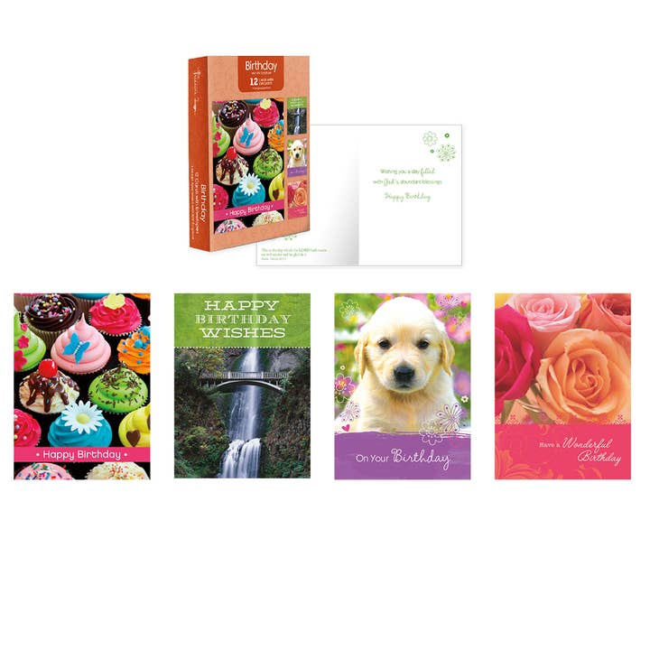 Assorted Boxed Cards - Religious- Birthday, 12 Ct for wholesale by Papercraft