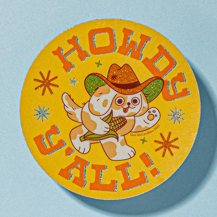 Autocollant pailleté Howdy Y'all pour la vente par Sara McCandless Illustration