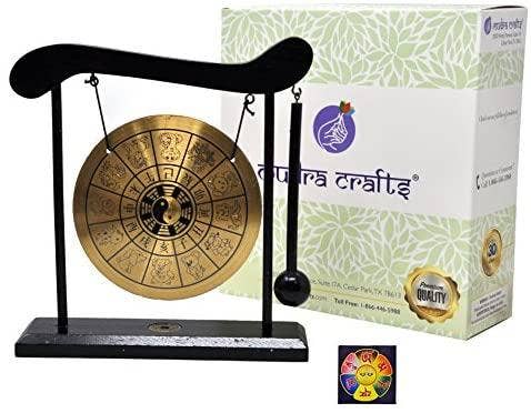 Mandala Crafts – Großhandel Tischdeko – Mudra Crafts Miniatur Zen Art Orientalisch Asiatisch Büro Home Desktop Mini Decor Gong Gong Chime (Sternzeichen)1