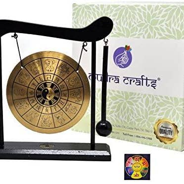 Mandala Crafts - Wholesale Decorative tabletop object - Mudra Crafts Miniature Zen Art Oriental Asian Office Home Desktop Mini Decor Gong Chime (Zodiac Signs)1