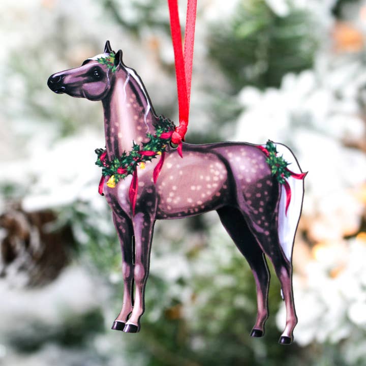 Silver Dapple Miniature Horse Christmas Ornament for wholesale by Classy Equine