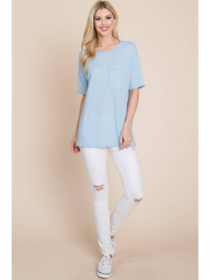 DENIM TA1797 SOFT WAFFLE KNIT T-SHIRT for wholesale on Faire
