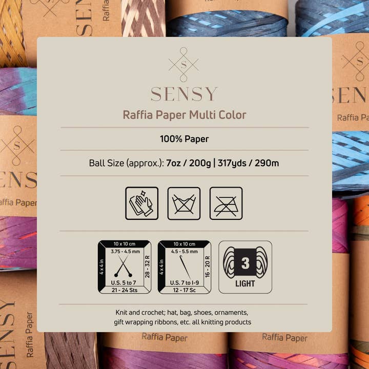 Sensy - Wholesale Craft supplies - Sensy Premium 317 yards %100 Paper Multi-Color Raffia Paper5