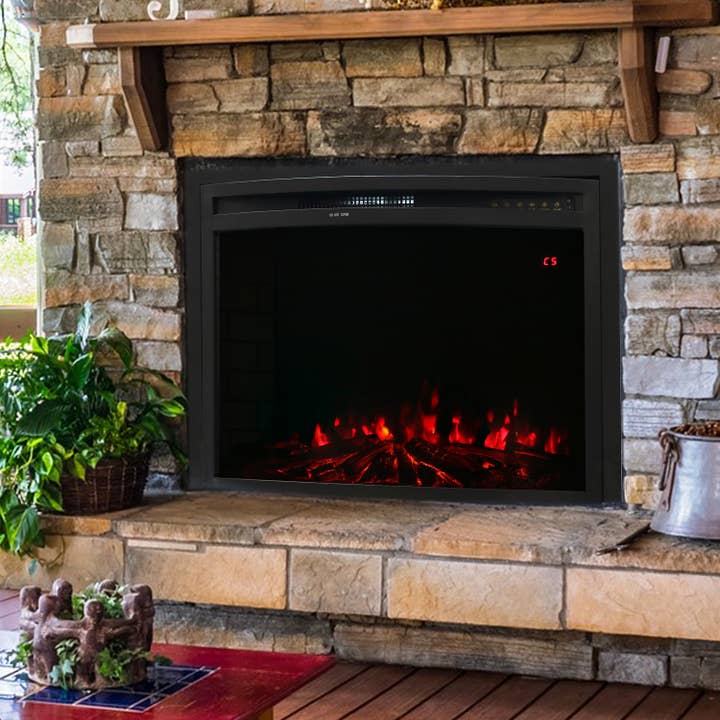 Sunnydaze Decor - Wholesale Fireplace Screen - 28 in Cozy Warmth Indoor Electric Fireplace Insert - Black