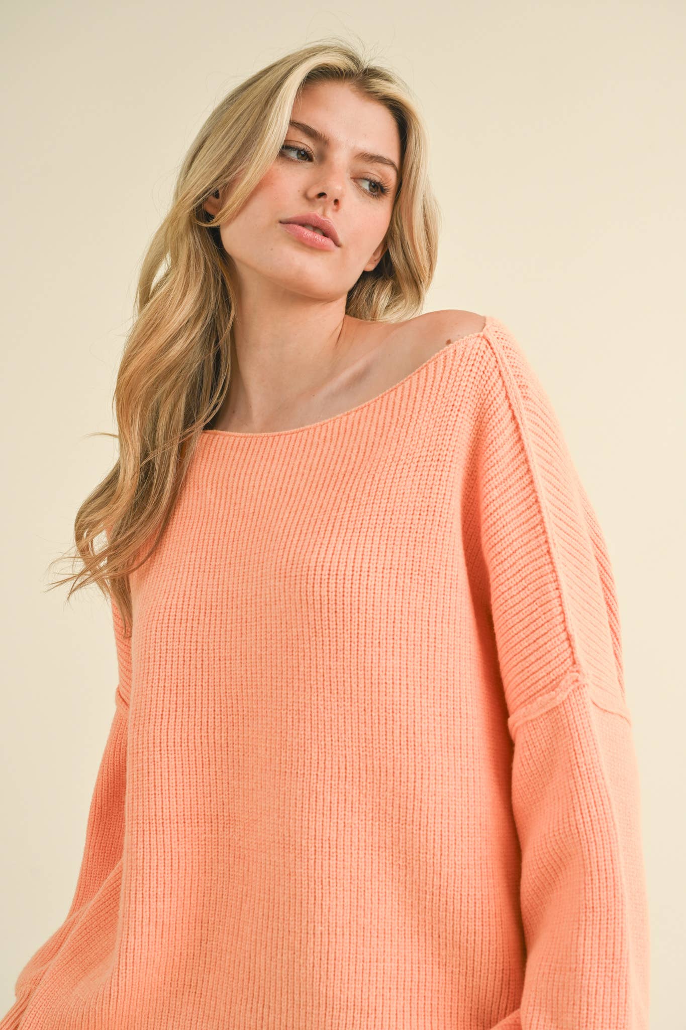 &MERCI - Wholesale Knit Sweater - Women's - BOAT NECK BUBBLE SLEEVE SWEATER MSW814726