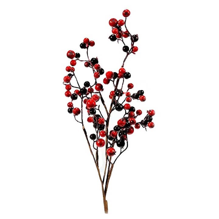 Artificial Weatherproof Red Burgundy Mixed Berry Spray - 17" for wholesale on Faire
