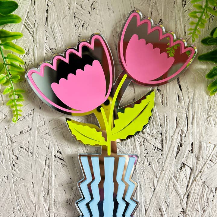 Printed Weird – wholesale Wall mirror – Zig Zag Flowers Mirror