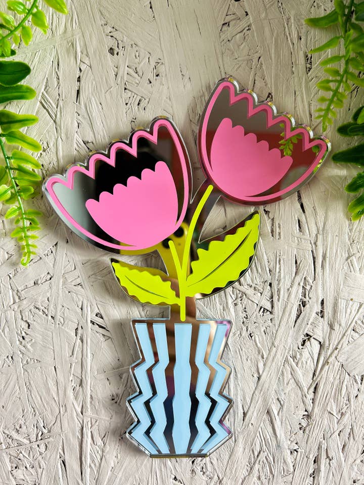 Zig Zag Flowers Mirror for wholesale by Printed Weird
