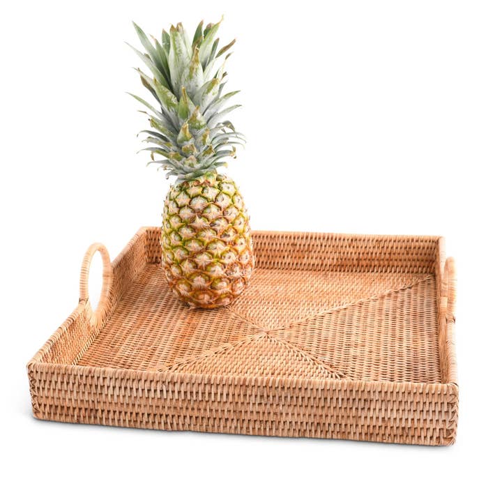 Vagabond House - Wholesale Decorative Tray - Hand Woven Wicker Rattan Large Square Tray1