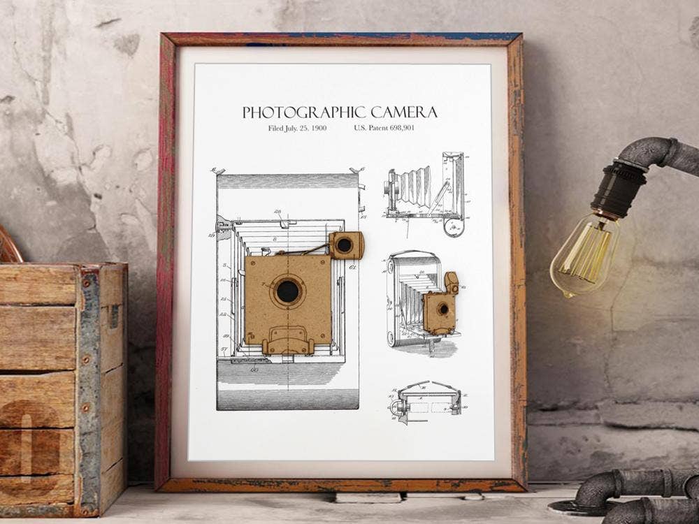 Simply Cut Art - Wholesale Art Print - Photography Camera Patent Art, Photographer Gift0