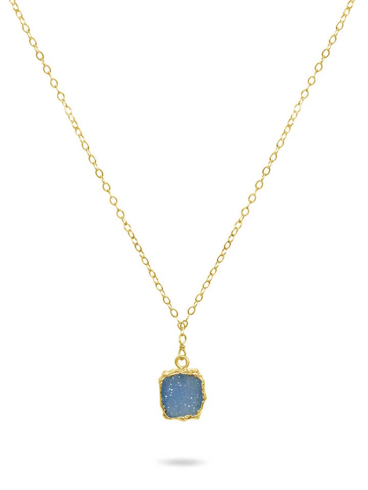 Blue Druzy Necklace for wholesale by Boy Cherie