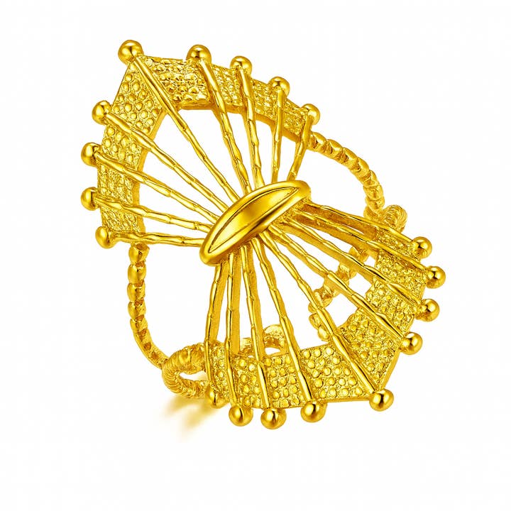 Antique Gold Geometric Adjustable Ring for Women – Unique St for wholesale by Gemscape UK