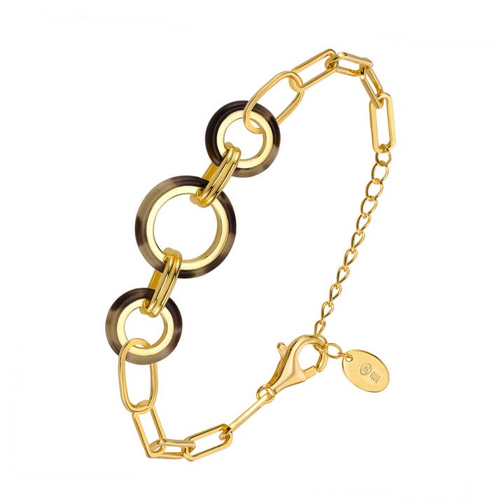 Meervoudige ronde zilveren armband van goud en acetaat @438 voor wholesale door ORUS BIJOUX