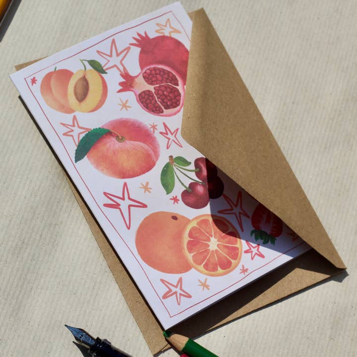 Josie Makes Stuff - Wholesale Everyday Greeting Card - Fruity - Greengrocers art card 1