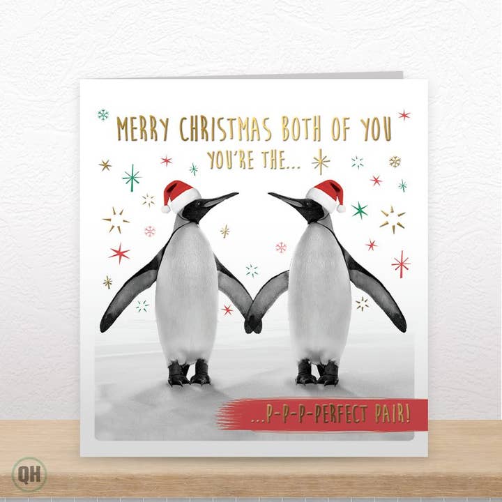 Couple Penguin Christmas Card "You're The Perfect Pair for wholesale by Quitting Hollywood
