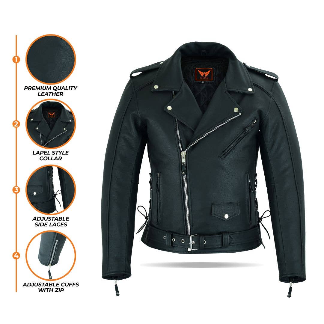 Tackfield - Wholesale Leather Jacket - Men's - Rambo Mens Heavy-Duty Motorcycle Jacket Buffalo Matte Leather3