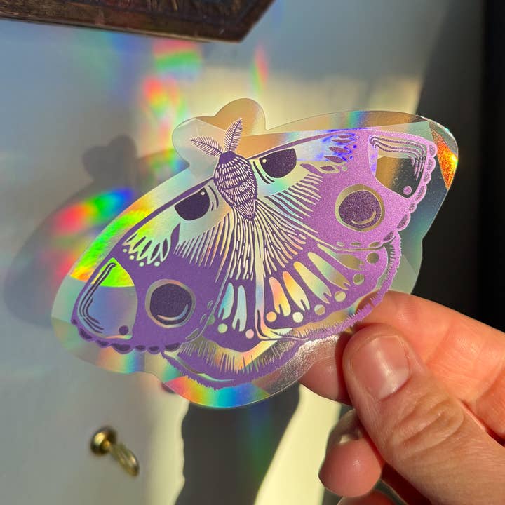Suncatcher Decal // Moth (lavender) for wholesale by Polanshek of the Hills