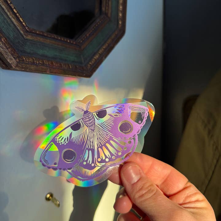 Suncatcher Decal // Moth (lavender) for wholesale by Polanshek of the Hills