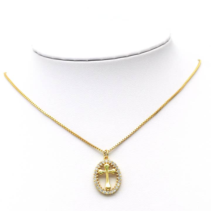 BestBeads&Beyond - Vente Breloques/médailles personnalisées - Breloque Croix CZ, Sku #JL893