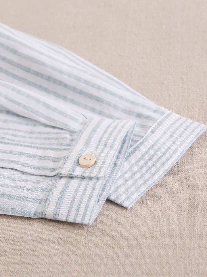 Dadati - Vendita all'ingrosso Camicia button down - Bambini - Camicia a maniche lunghe a righe blu e bianche per bambino4