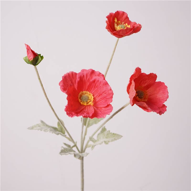 Sweet Home Deco – Flores artificiais por atacado – Flor de Papoula Toque Real 61 cm, Haste Única, Rosa/Branco7