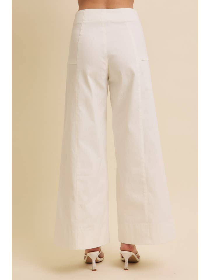in february - Wholesale Pants - Women's - FLATTERING WIDE LEG FULL-LENGTH STRETCHY COTTON TWILL PANTS