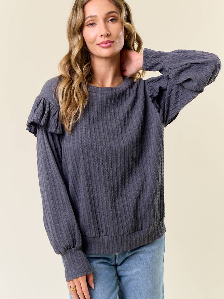 lovely melody - Wholesale Sweatshirt - Women's - LMT4162-Daisy Long Sleeve Top2