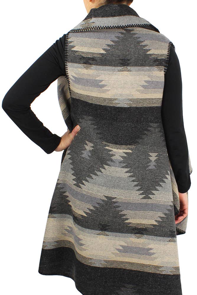 Hana - Venta al por mayor Chaleco de abrigo - Mujer - Chaleco redondo estampado western1