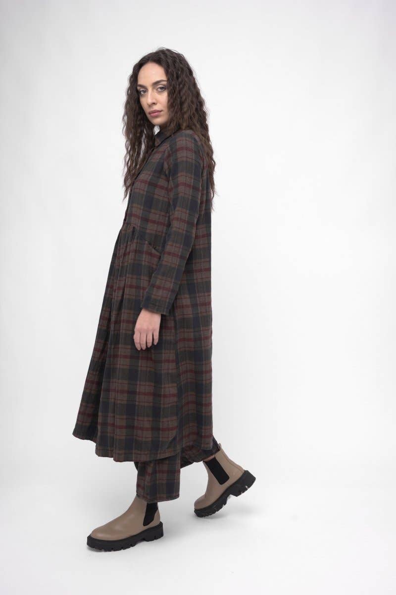 Baci & Amici Fashion - US Continental - Wholesale Dress - Women's - Cotton Plaid Tiered Waist Dress4