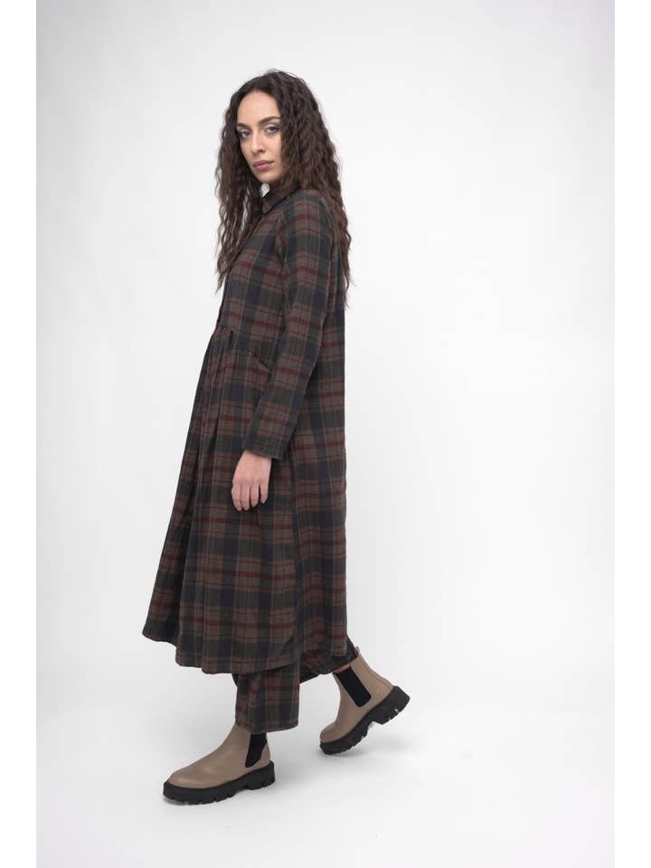 Baci & Amici Fashion - US Continental - Wholesale Dress - Women's - Cotton Plaid Tiered Waist Dress4