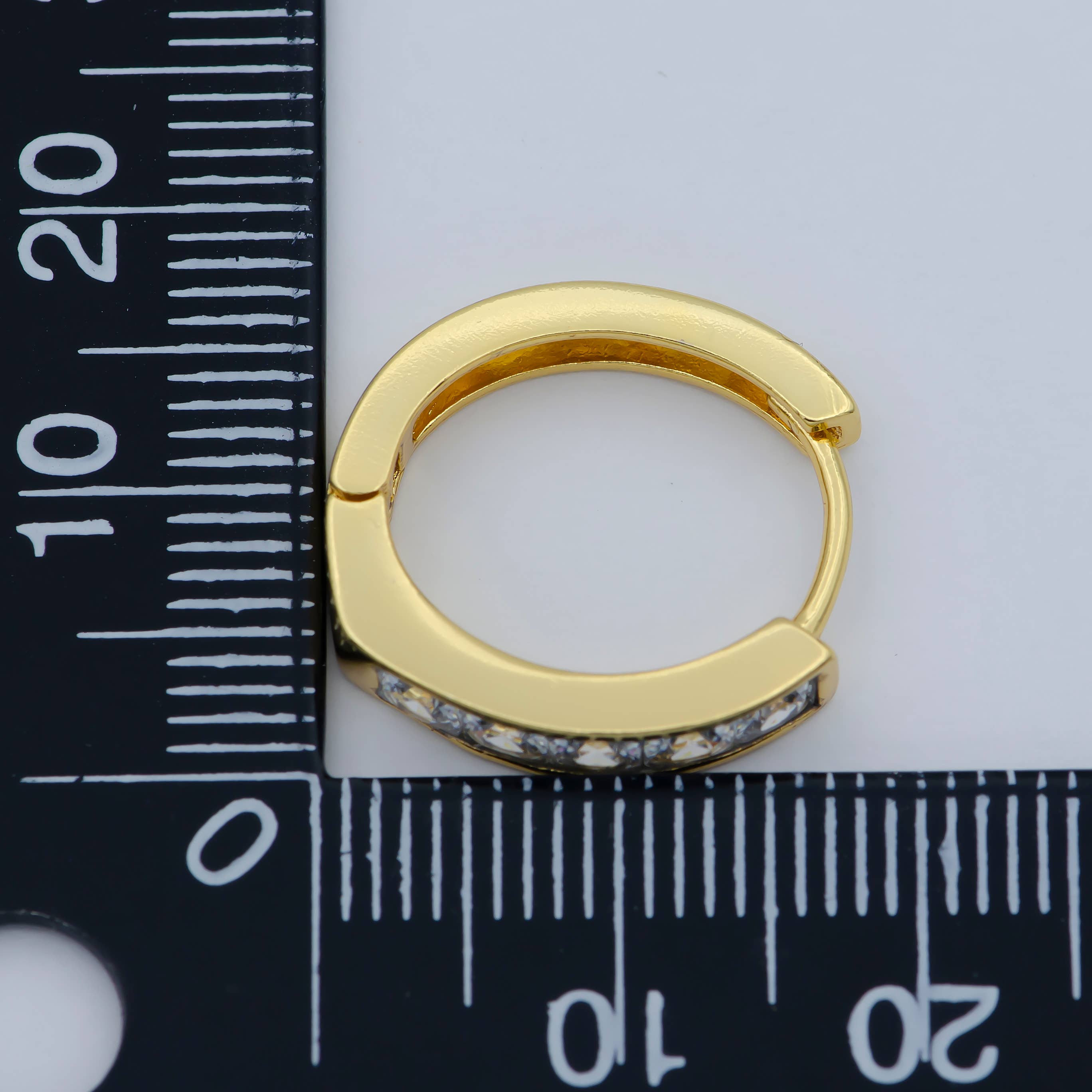 Aim Eternal - Wholesale Huggie Earrings - 24K Gold Filled CZ Square Lined Huggie Earring | AB11592