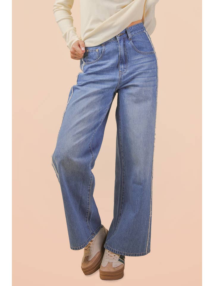 VERY J - Wholesale Jeans - Women's - VJP90037-VERY JEAN Frayed Detail Washed Denim Pants6