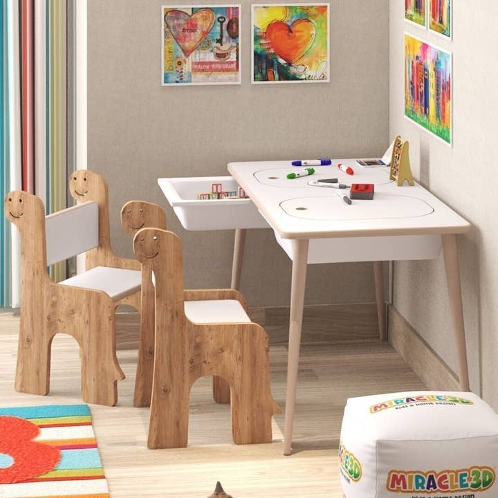 Bonnie Handmade - Wholesale Bouwset - Kinderen - Houten sensorische speeltafel, activiteitentafel voor kinderen met 2 bakken