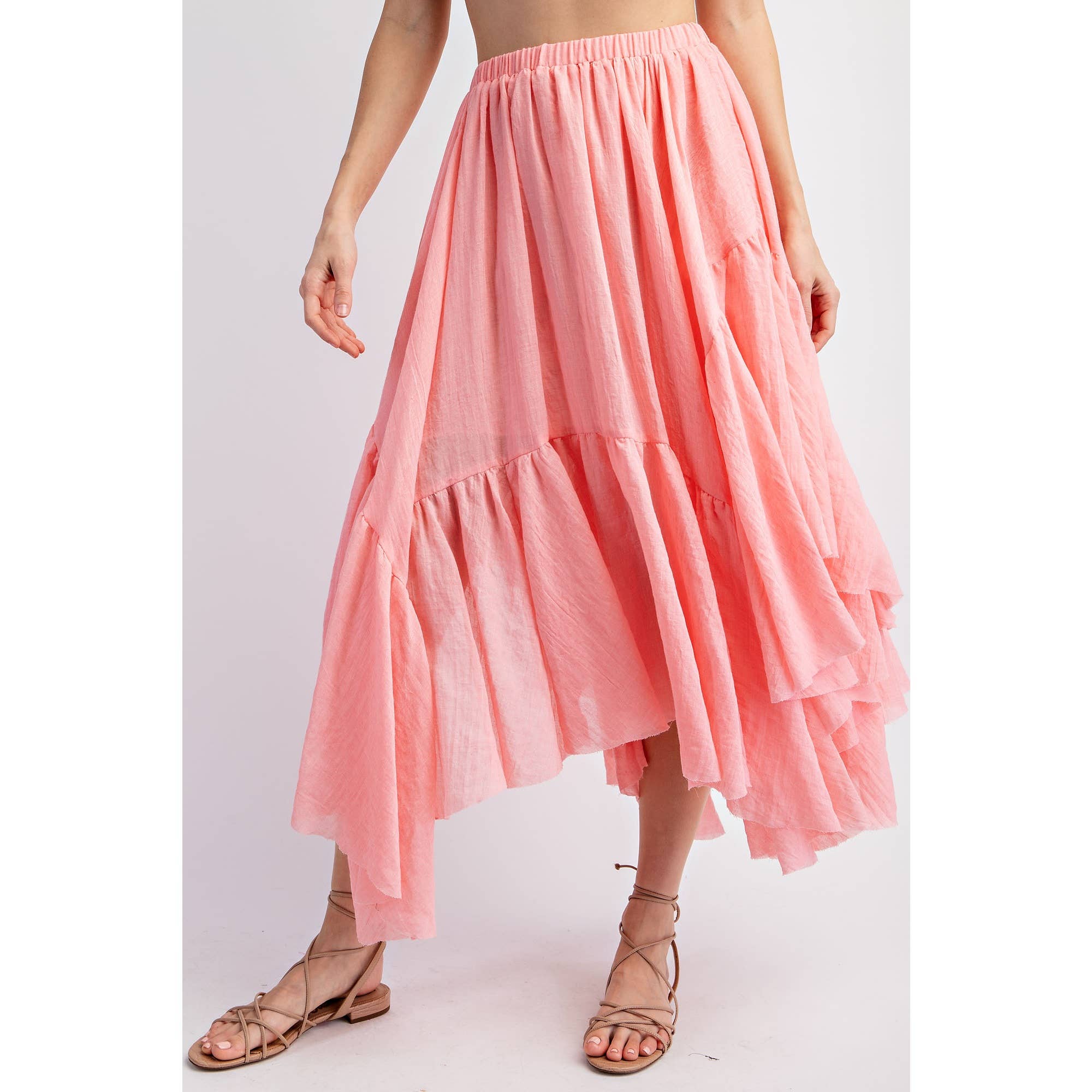 Sweet Generis - Wholesale Skirt - Women's - ASYMMETRICAL RAW-EDGE RUCHED UNEVEN HEMLINE SKIRT4