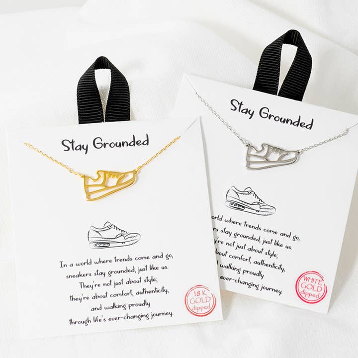 Stay Grounded Sneaker Gold Dipped Necklace for wholesale by Fashion City