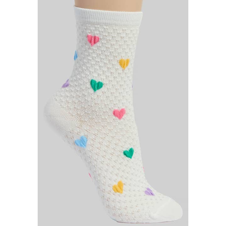 MULTI COLOR HEART PATTERN ANKLE SOCKS for wholesale by Girly