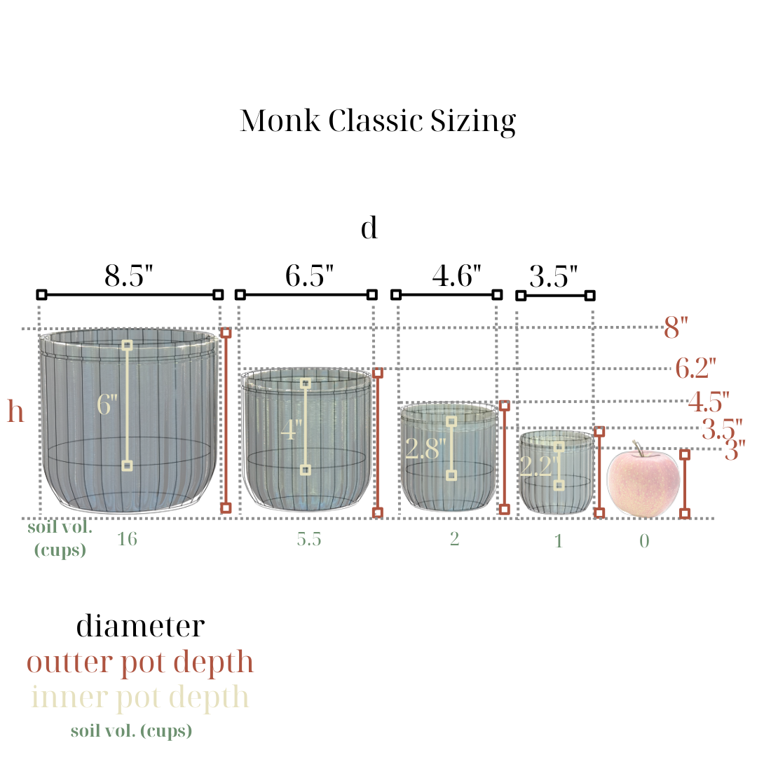 MONKBOTANICALS – Großhandel Blumentopf – 3,5" Mönch Klassischer Selbstbewässernder Pflanztopf6