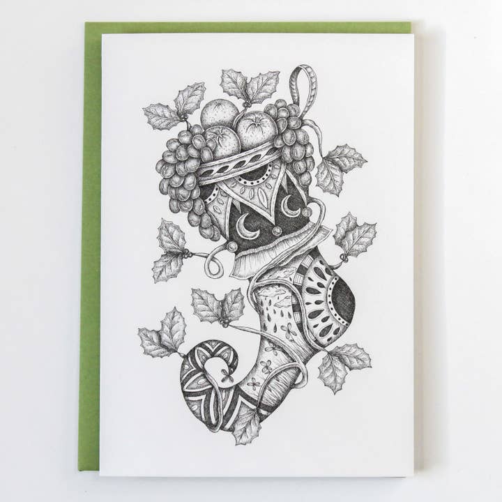 The Fruit Stocking | Tarjeta de felicitación para venta al por mayor de Mackenzie Myrick Studio