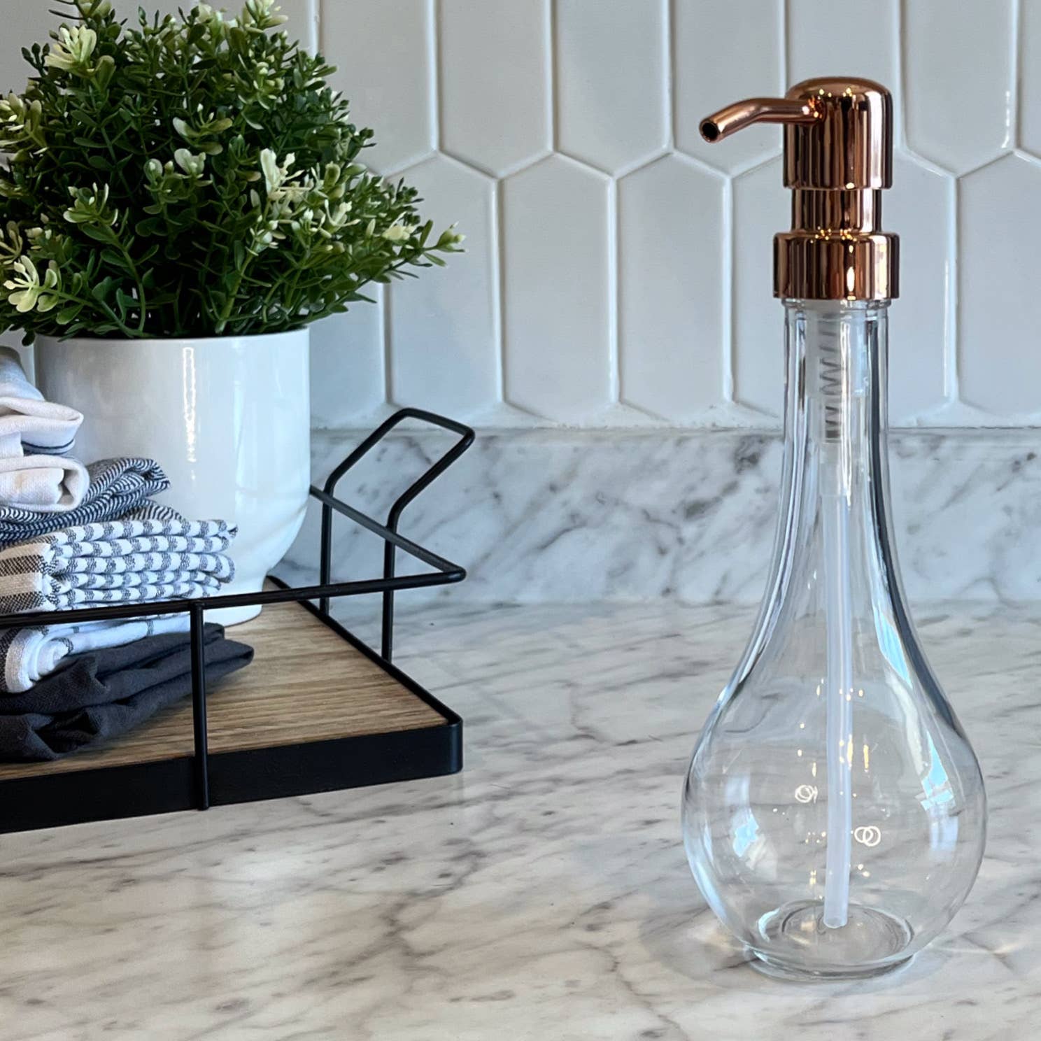 The Bottle Shoppe - Wholesale Soap dispenser - 8oz Water Drop Glass Soap Dispenser bottles w/ metal pumps.2