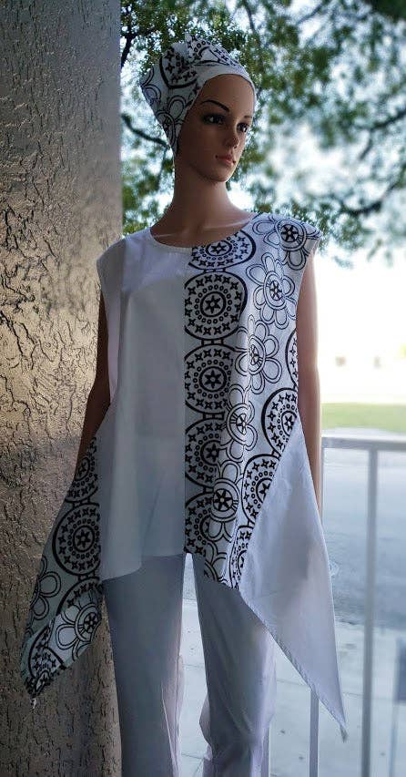 India Batik - Wholesale Blouse - Women's - 7222-Women Blouse -White2