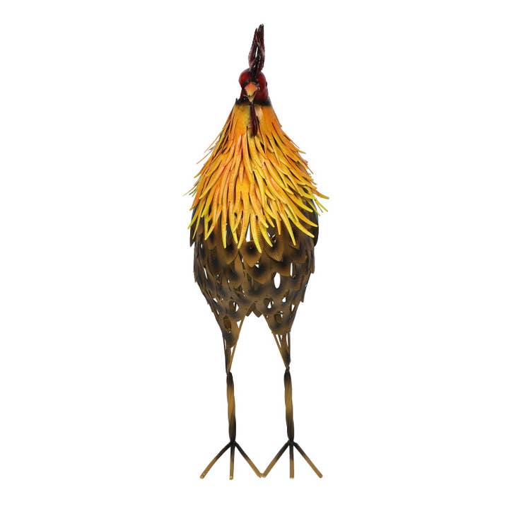 Alpine Corporation Metal Multi-Color Feathered Rooster Decor for wholesale by Alpine Corporation