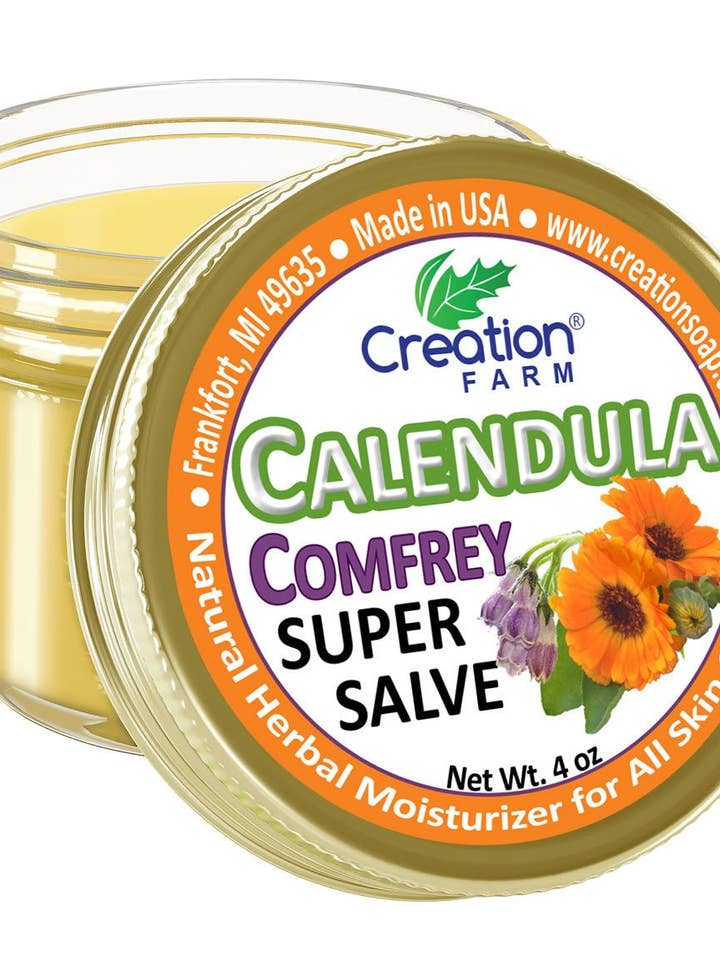 Calendula Salve - Super Salve, Herbal Balm style Salve by Creation Farm for wholesale by Creation Farm Inc