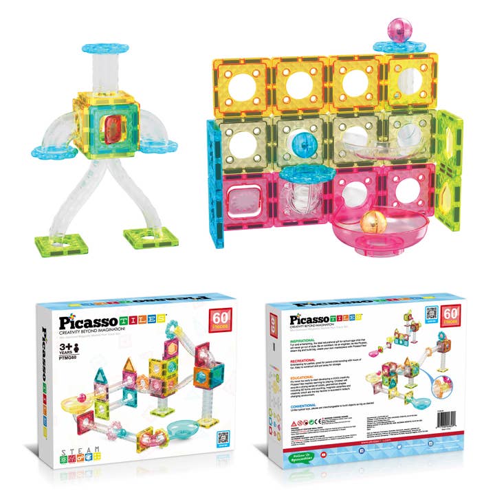 PicassoTiles - Wholesale Building Set - Kids - PicassoTiles 60pc Travel Size Marble Run Building Set7