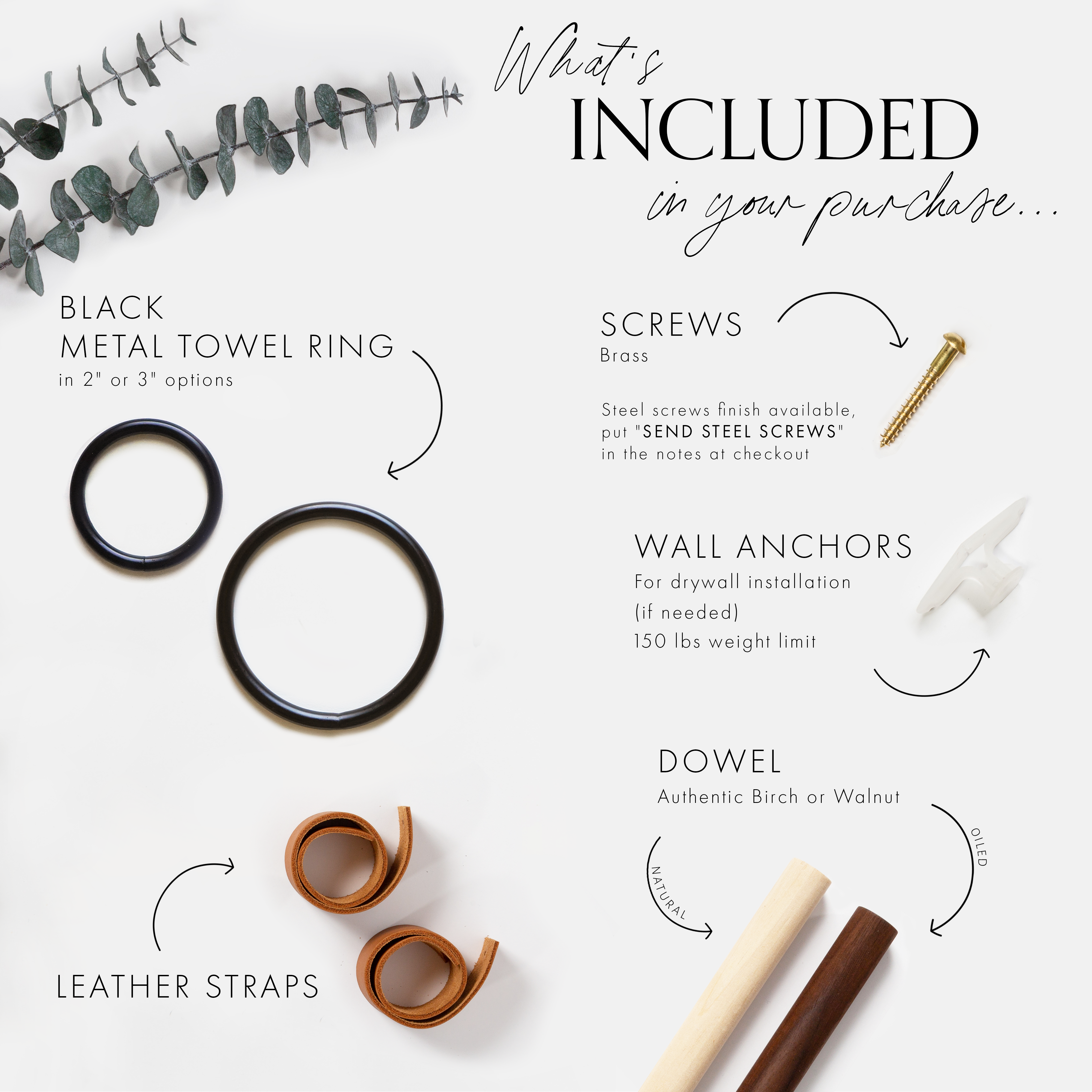 Keyaiira - Wholesale Towel Holder/Hanger - Bathroom Fixture Bundle - Black Ring - [Round End Style]4