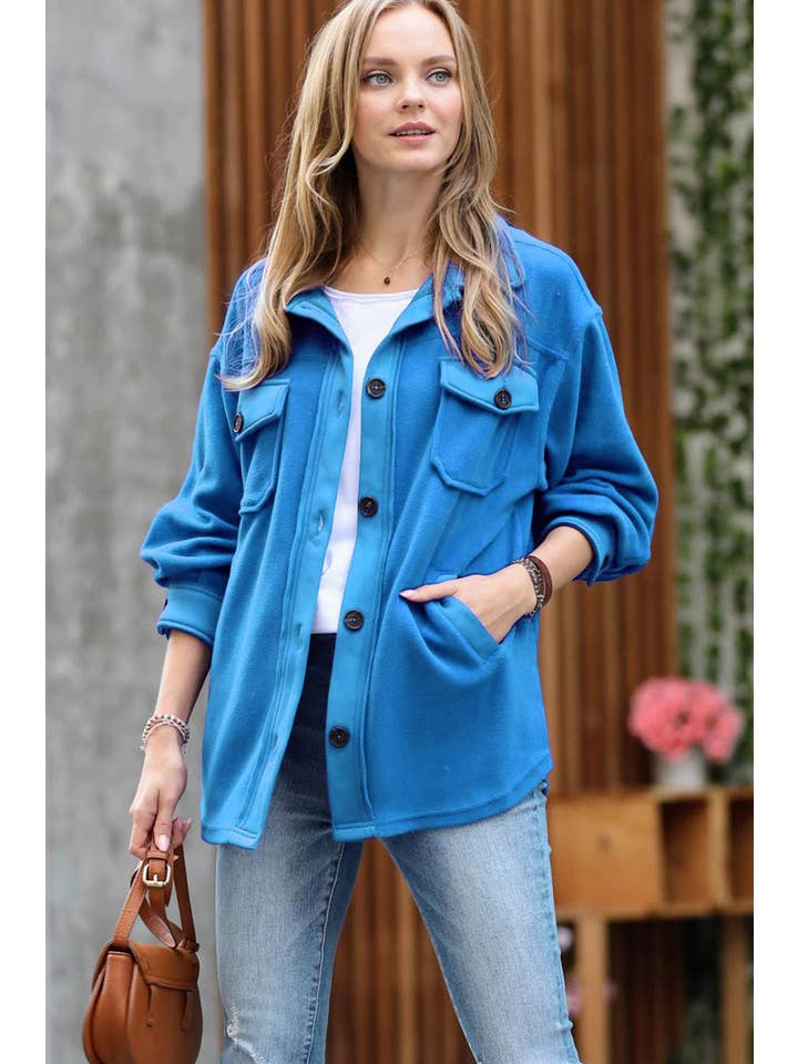 42POPS - Vente Veste-chemise – femme - "..Surchemise en polaire basique avec patchs aux coudes