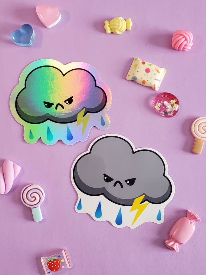 Pegatina de vinilo | Cute Rainy Stormcloud Thunderstorm para venta al por mayor de StrangelyArranged