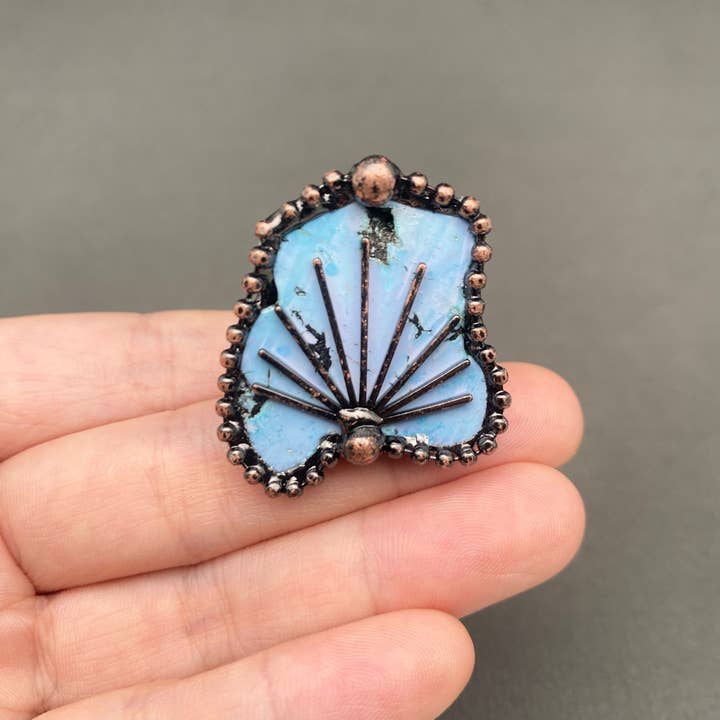 Vintage Turquoise Ijnlaid Bronze Irregular Shape Ring - CS for wholesale by Mio Queena